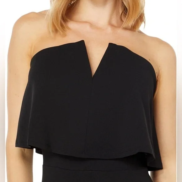 Bebe Black Strapless Jumpsuit with Ruffle Front - Picture 2 of 5